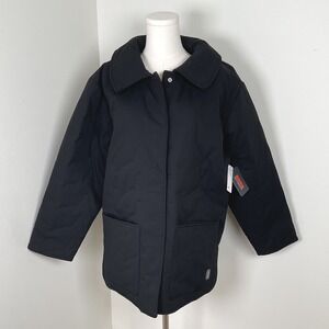 Bass Outdoor Quilted Jacket Womens XS Black Collared Snap Front‎ New